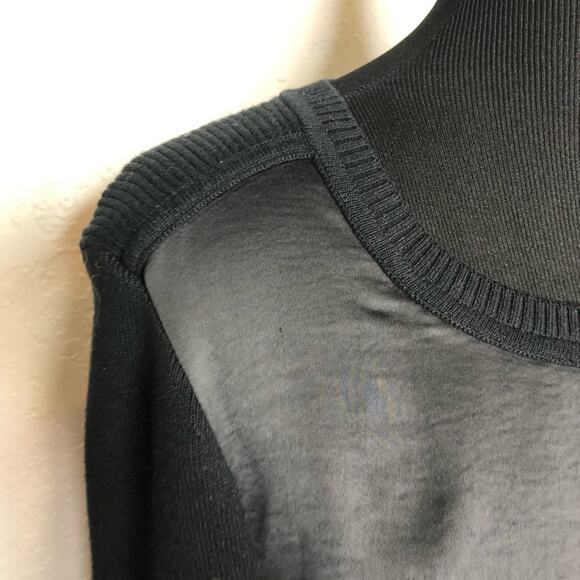 Cabi Crosstie black silky tie front knit back top size Medium #4288 - Picture 8 of 14